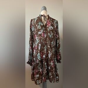 Floral Brown Long Sleeve Dress